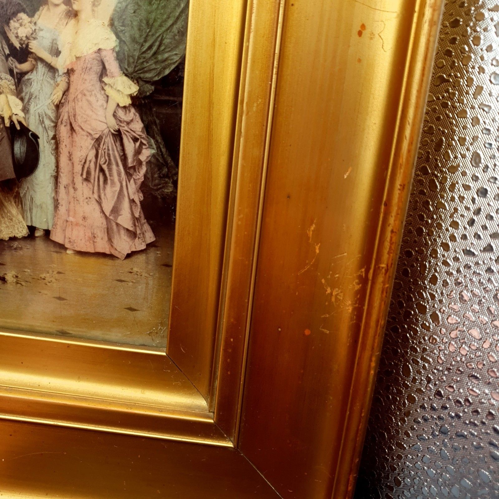 photo furniture Antique Crystoleum Picture Rococo Betrothal Scene C1900 L39.5cm X H33cm Framed