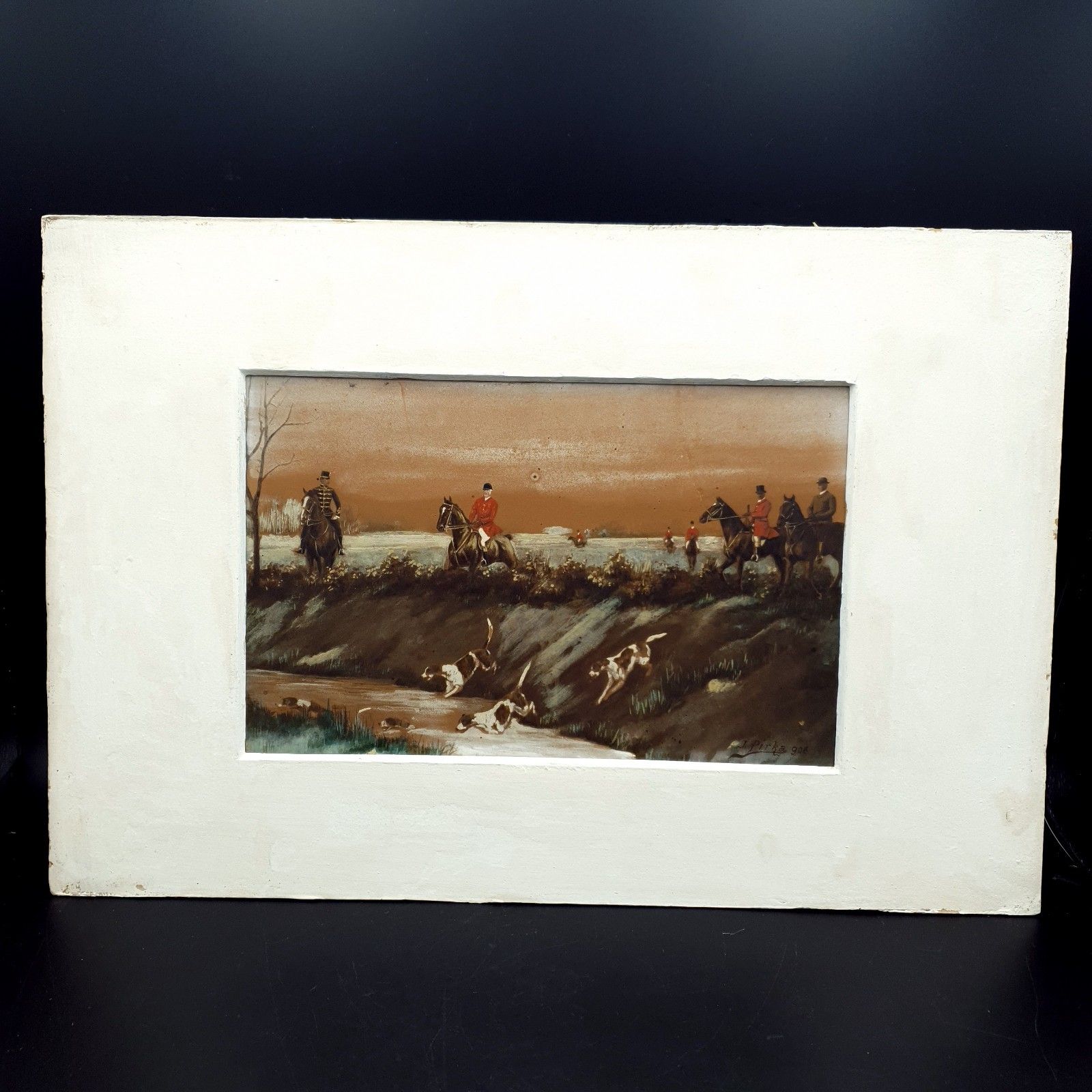 Signed Josef Pirka Watercolour Equestrian Hunting Scene 1906 Bohemia Antique Art photo 200.0