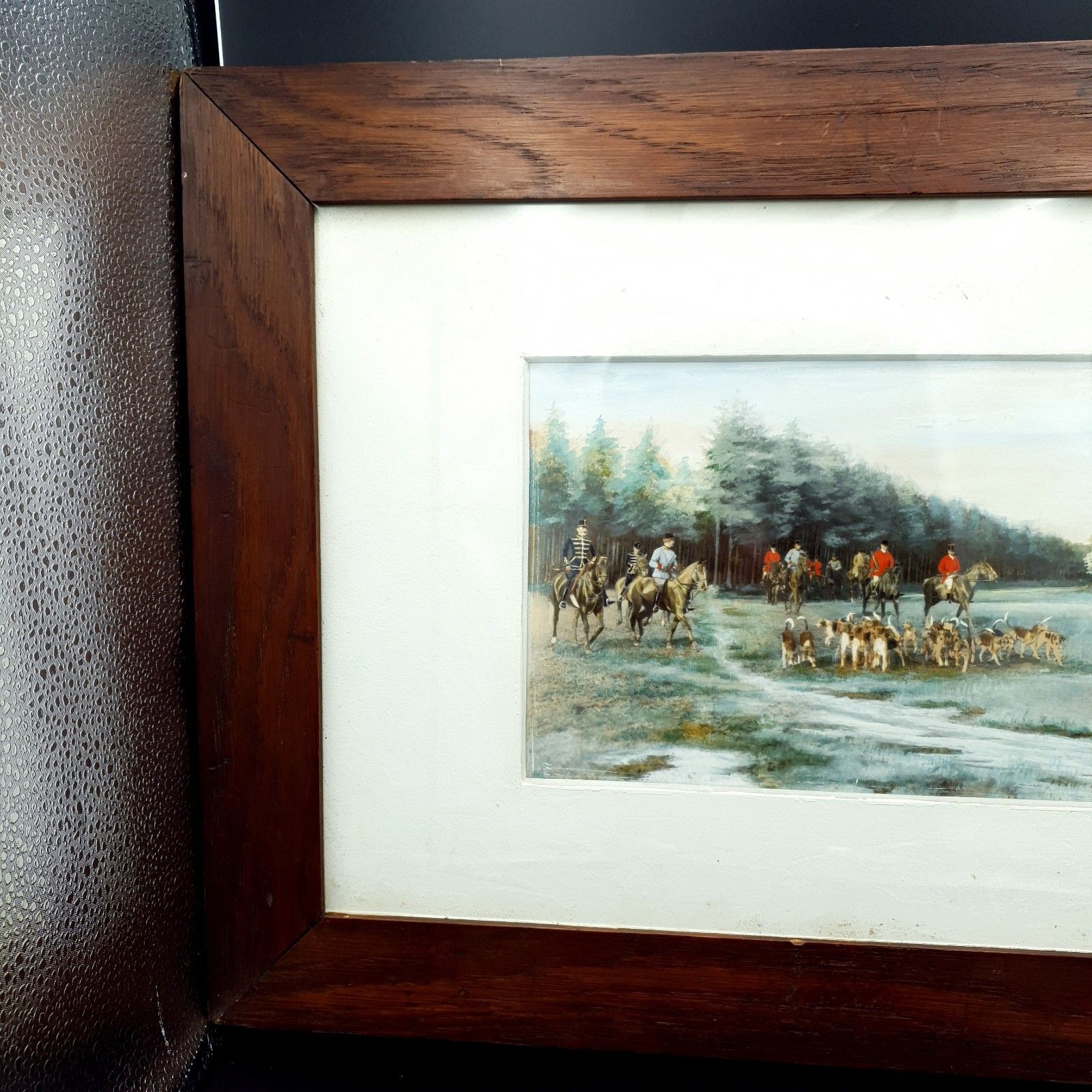 Josef Pirka Signed Watercolour Equestrian Hunting Scene 1906 Bohemia Antique Art photo furniture