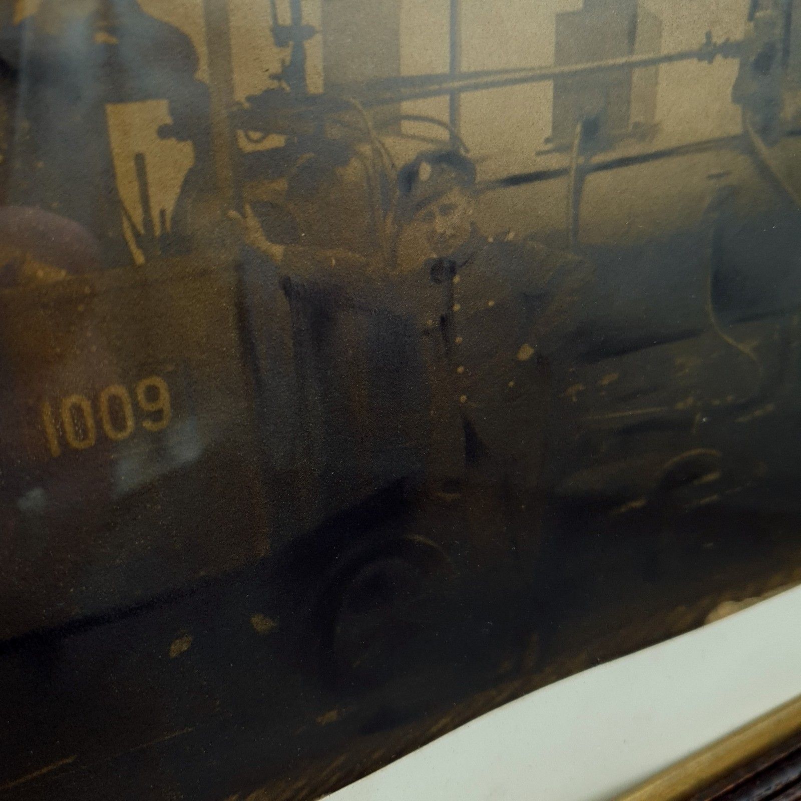 Wwi Sepia? Photo Soldiers Steam Locomotive No. 1009 Framed Antique 1915 L44x33cm photo Art