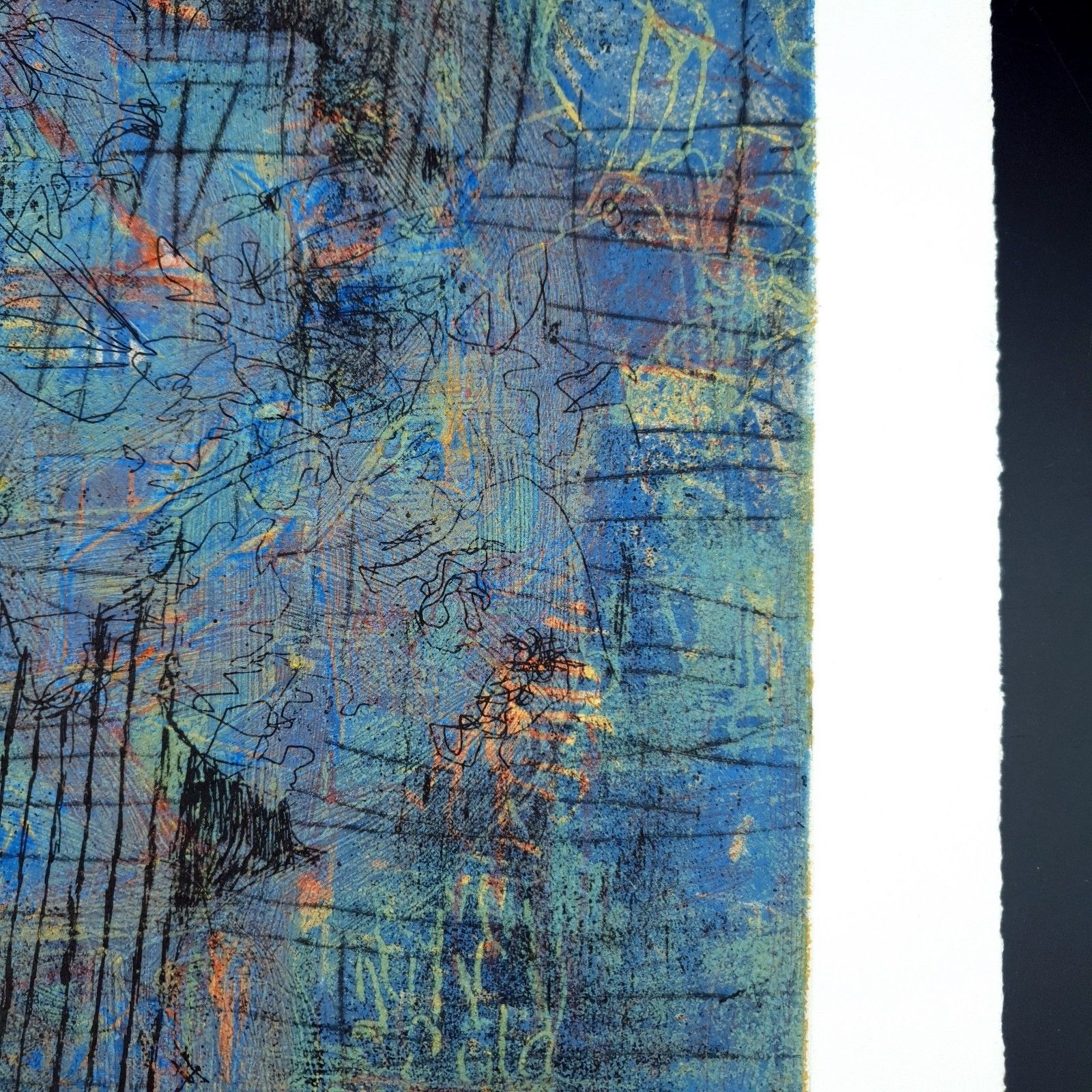 Dom Theobald Signed Limited Print Etching 1995 Named Blue Still Life H37xl33cm photo vintage