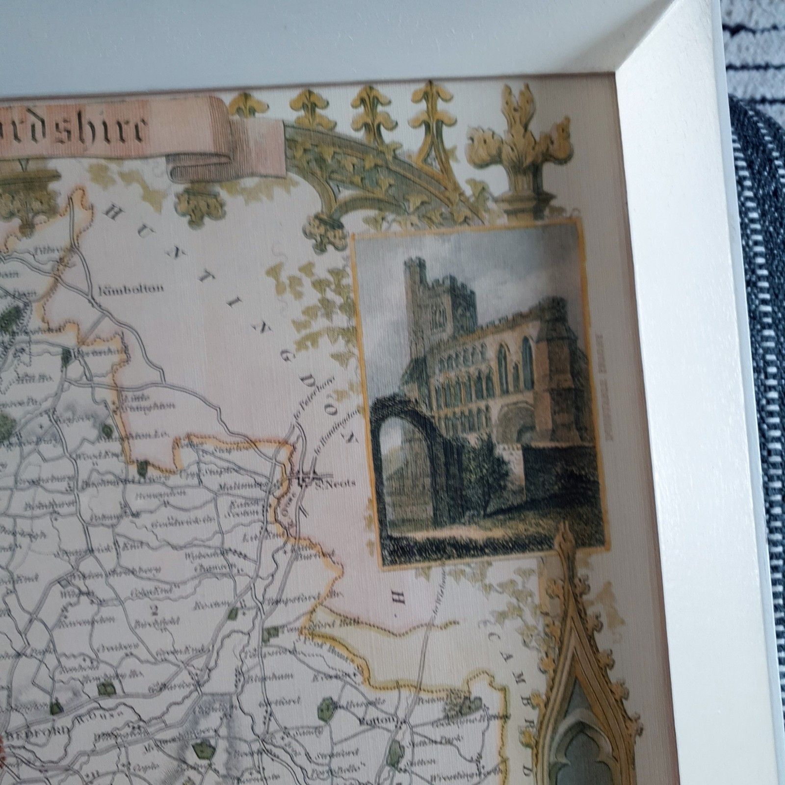 Reproduction Print Map Of Bedfordshire William Schmollinger Artist 1832 L43x54cm photo Art
