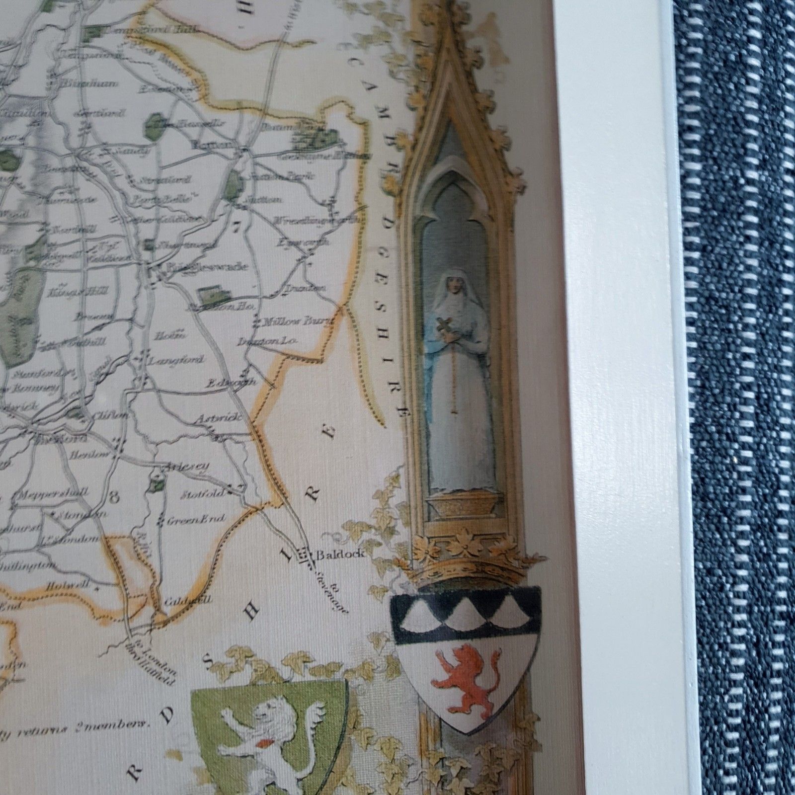 photo for sale Reproduction Print Map Of Bedfordshire William Schmollinger Artist 1832 L43x54cm