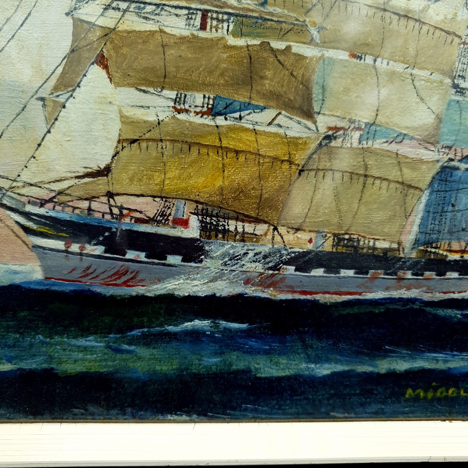 photo for sale Captain George Young Signed Oil Painting Middlesex C1930s Clan Line Ship W35x27c