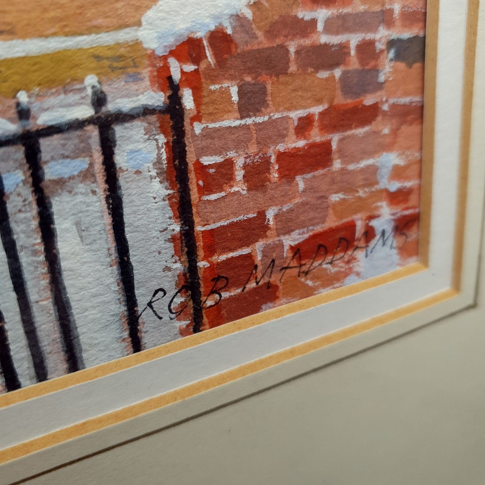 photo for sale Rob Maddams Signed Watercolour St Cuthberts Church Bedford Winter Scene 52x42.5c