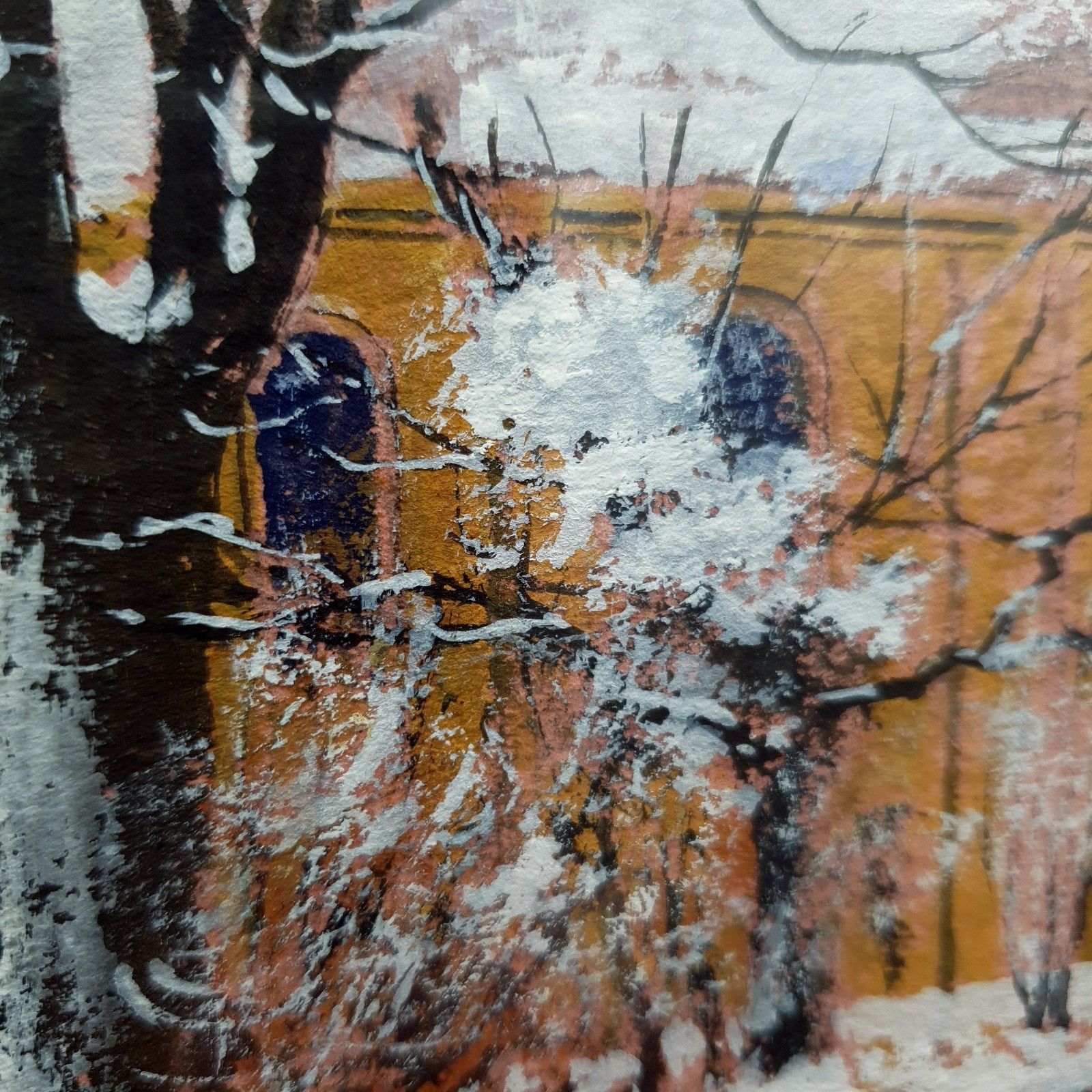 Art Rob Maddams Signed Watercolour St Cuthberts Church Bedford Winter Scene 52x42.5c photo