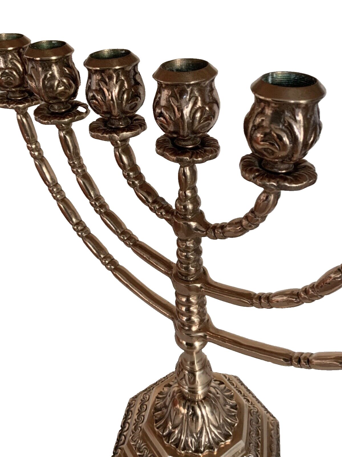 Vintage Brass Menorah  Of 7  Branch Candlestick H35cm X W31cm photo Home Decor