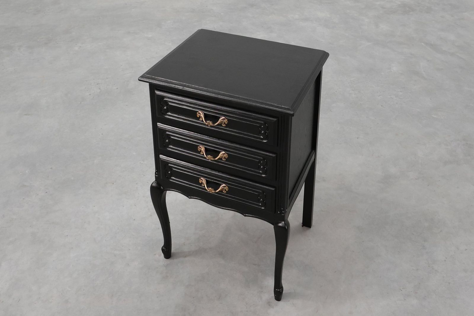 photo furniture Louis XV Chest Of Drawers In Black Lacquered Oak, France, 1950s