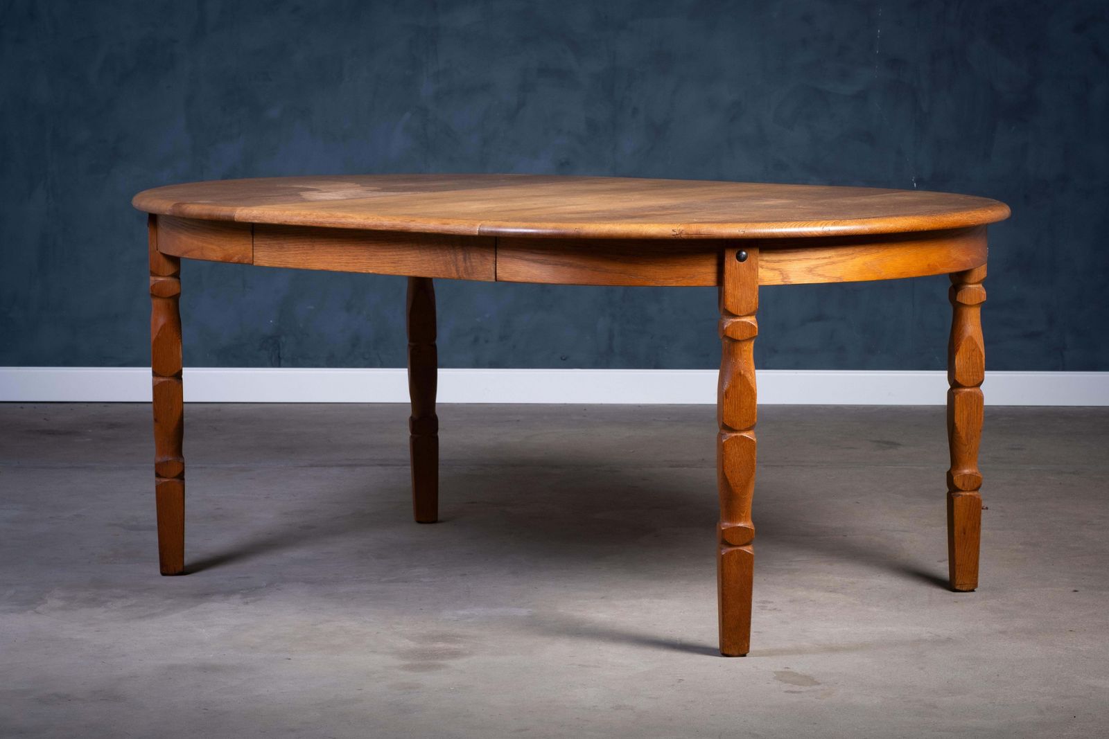 Brutalist Solid Oak Dining Table By Henning Kjærnulf, 1970s photo buy