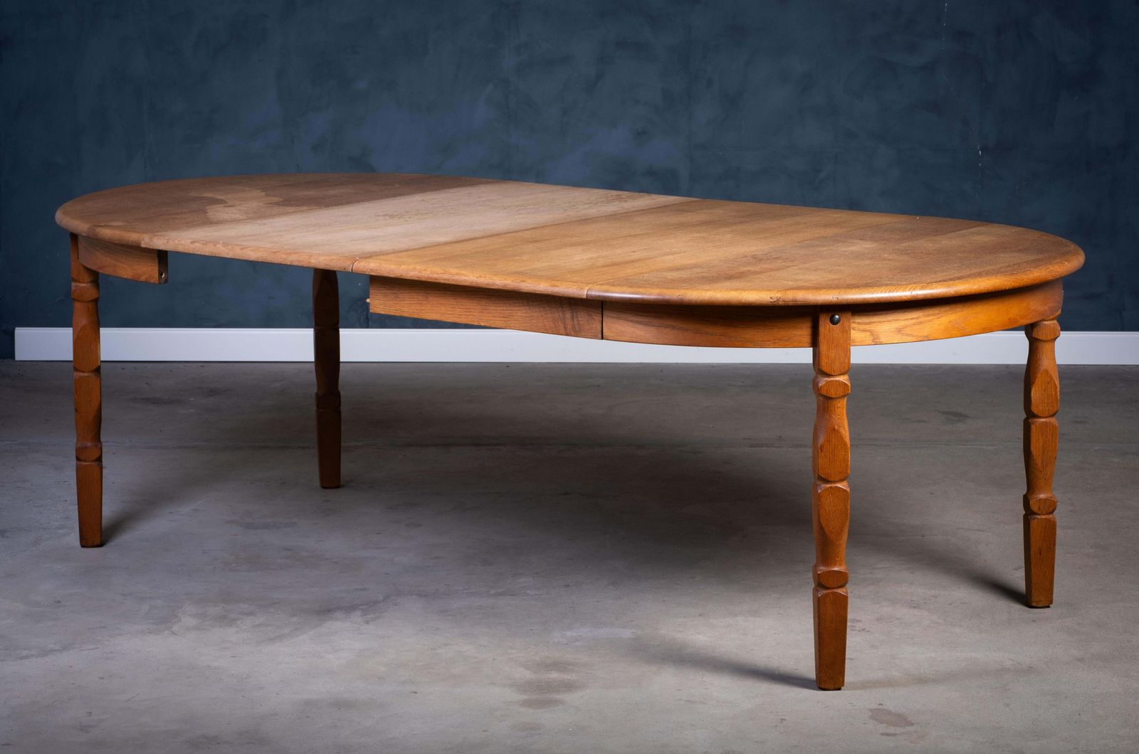 photo furniture Brutalist Solid Oak Dining Table By Henning Kjærnulf, 1970s