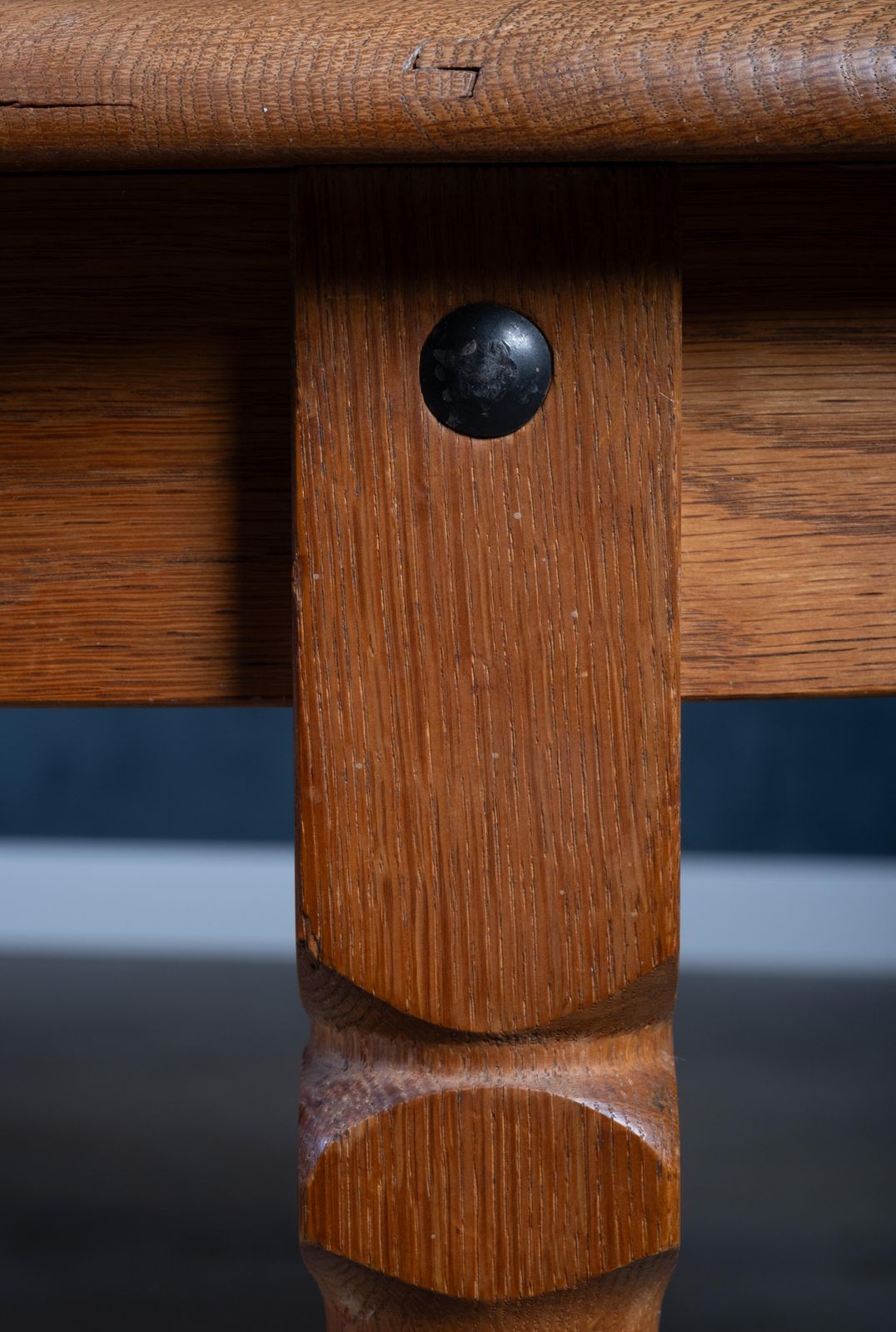 photo for sale Brutalist Solid Oak Dining Table By Henning Kjærnulf, 1970s