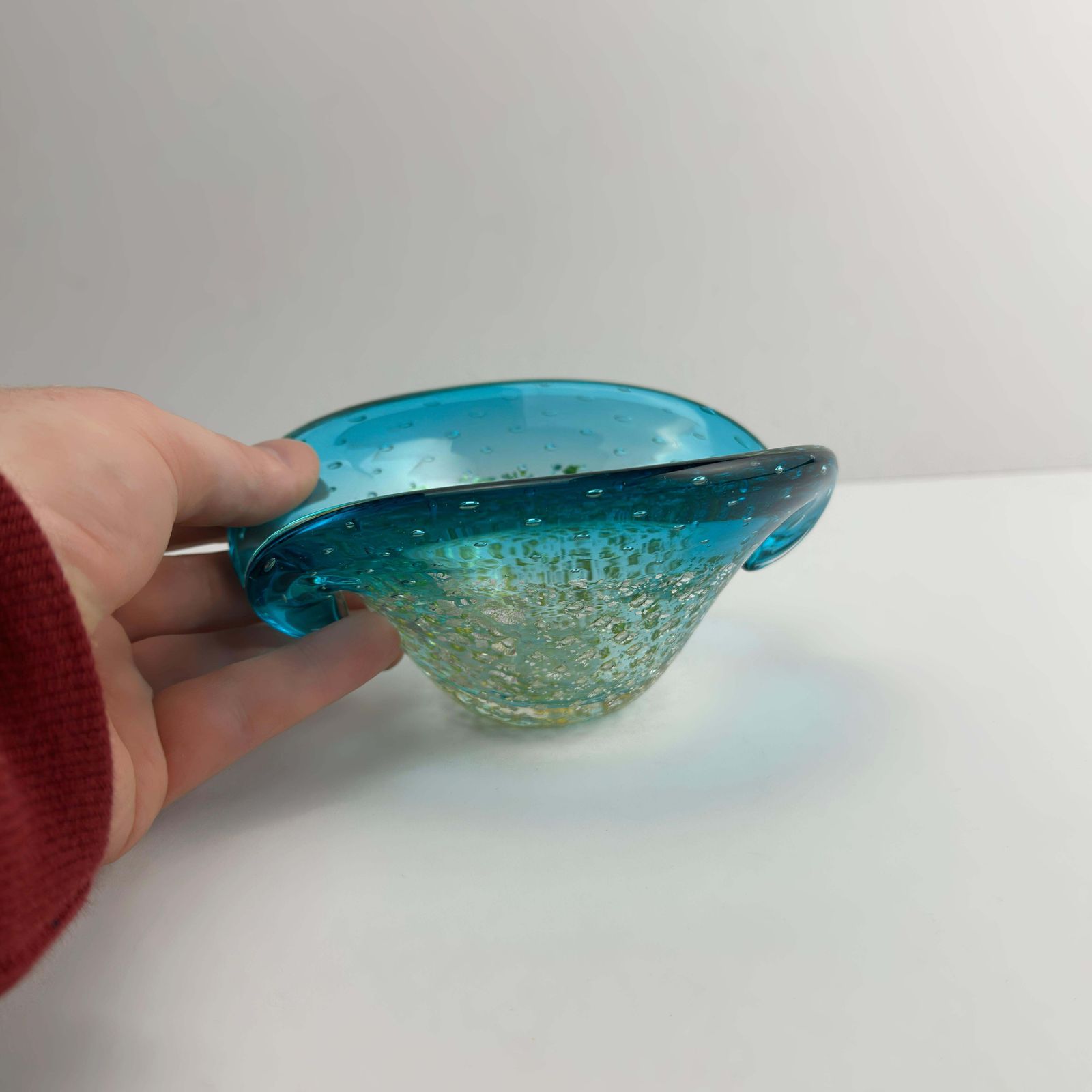 Turquoise Murano Glass Clam Shell Bowl By Archimede Seguso, Italy, 1960s photo vintage