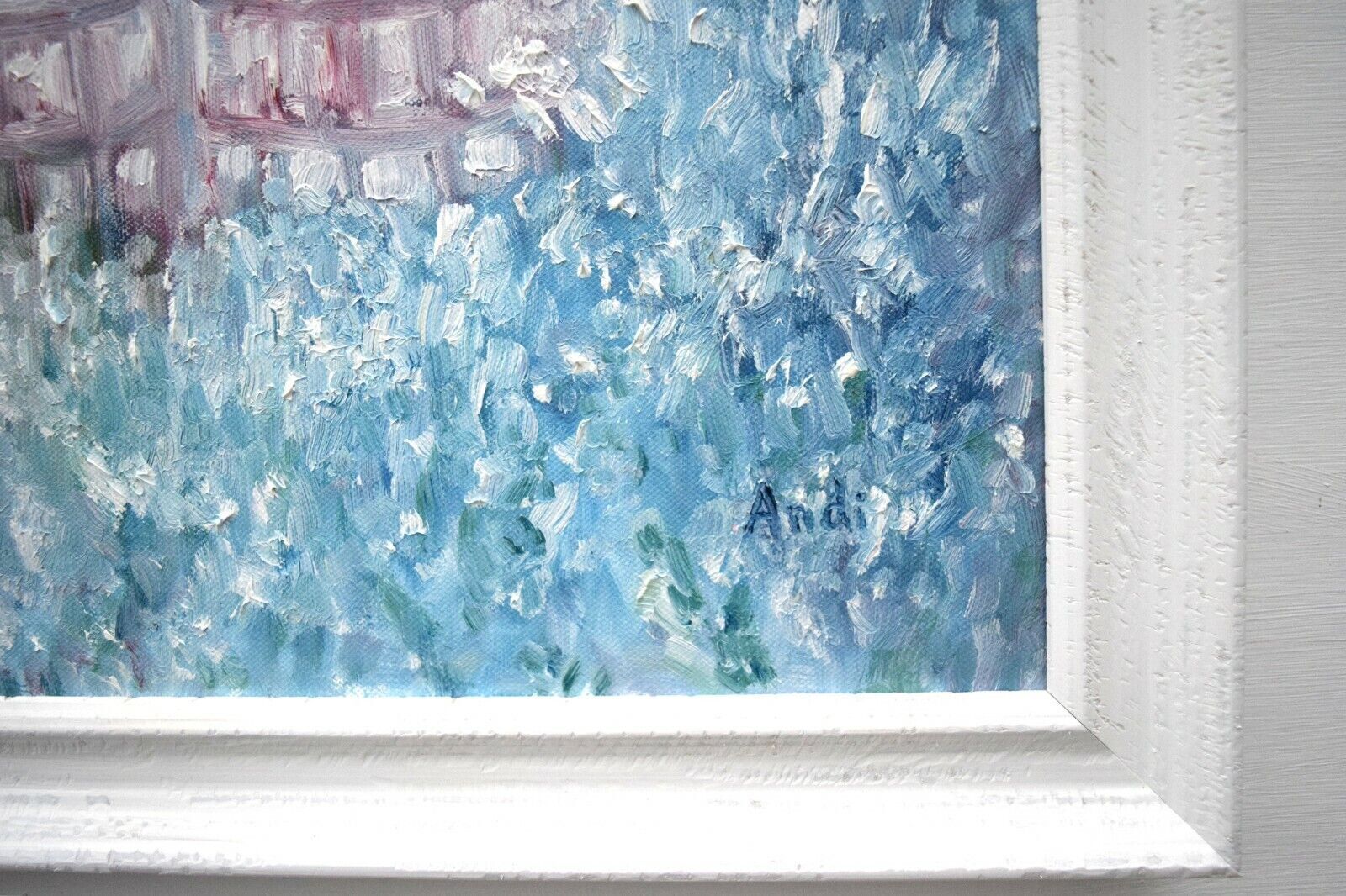 Fantasy Palace Snow Mountains Landscape Framed Original Oil Painting Andi Lucas photo buy