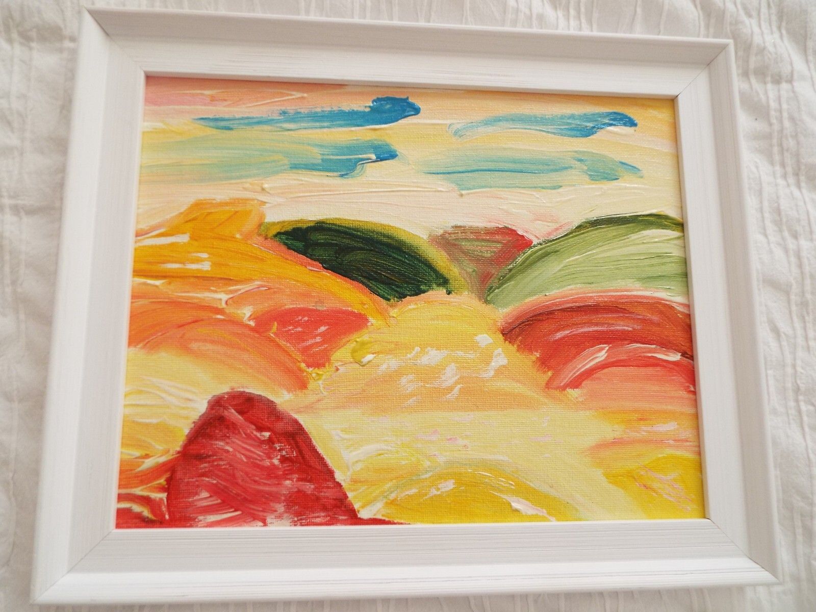Pair Of New Original Abstract Yellow Landscape Framed Paintings Fraser Lucas photo 79.0
