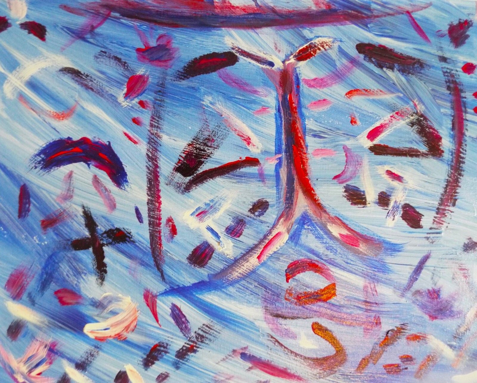 Pair Of New Original Abstract Framed Paintings Blue Red Fraser Lucas photo buy