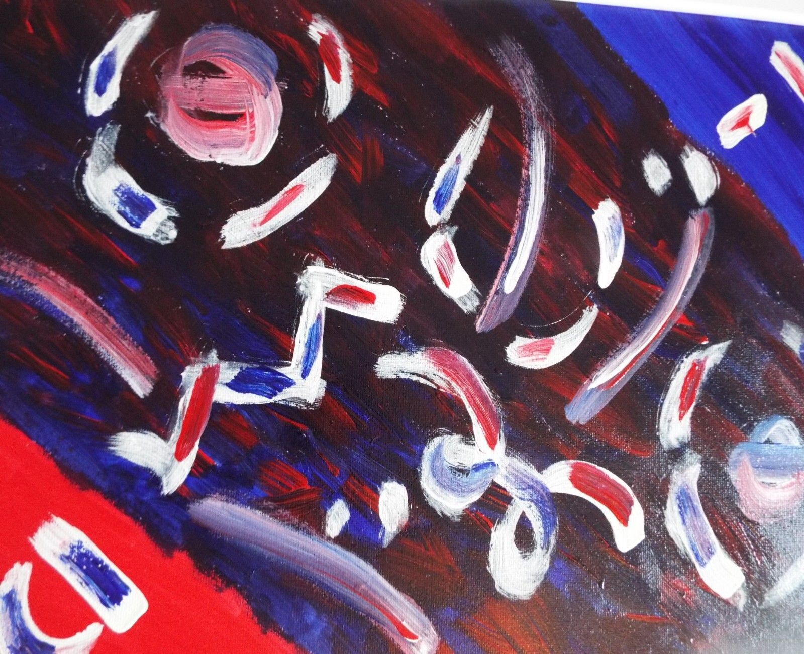 Pair Of New Original Abstract Framed Paintings Blue Red Fraser Lucas photo vintage