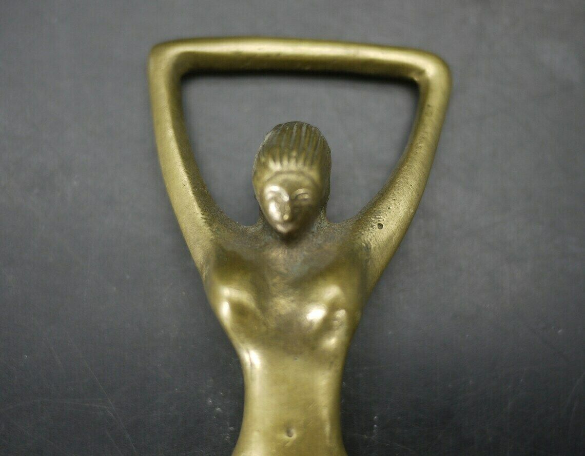 Art Deco Brass Nude Lady Bottle Opener photo for sale