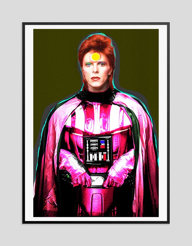 Batik 'Darth Ziggy Pink' Signed Limited Edition Print Framed In Black photo furniture