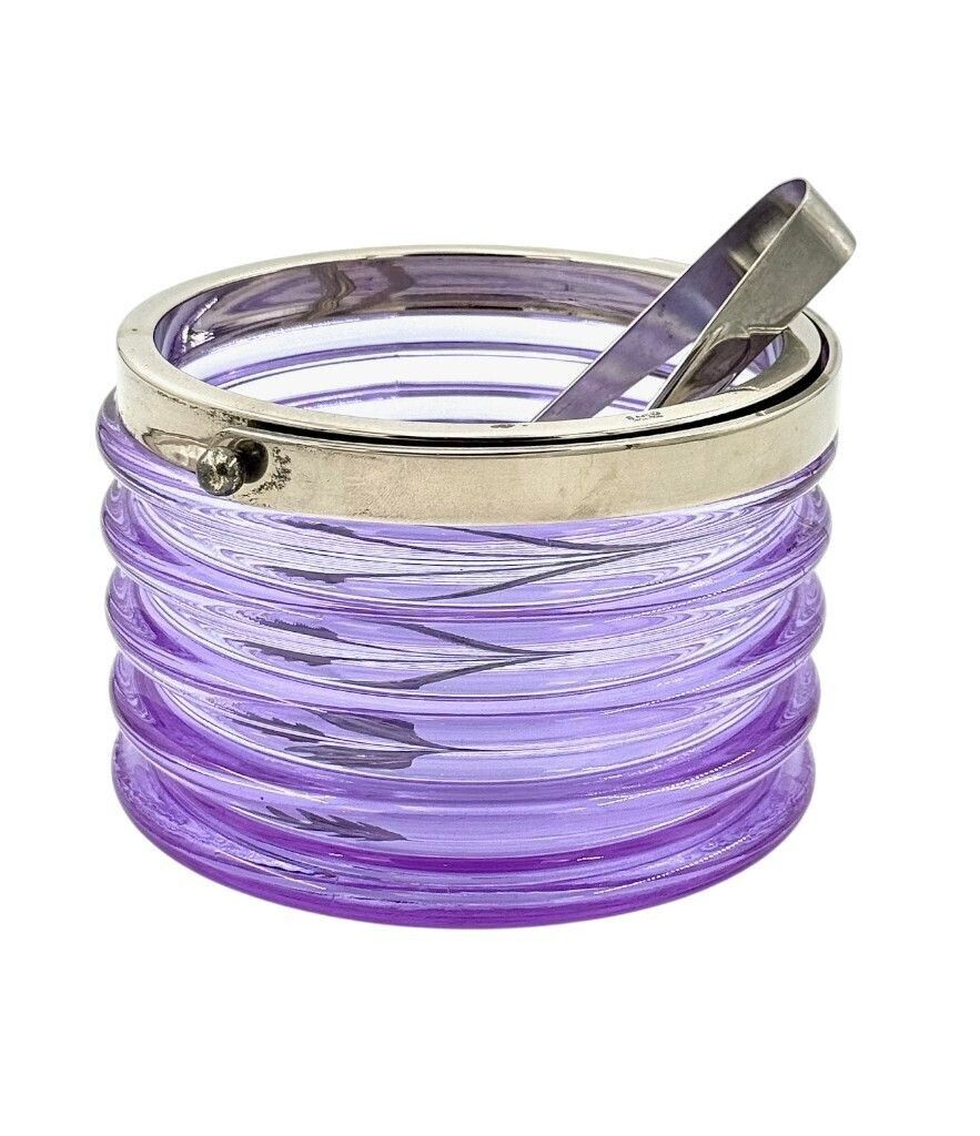 A Murano Purple Glass Ribbed Ice Bucket “Onda” By Sergio Asti For Amolfo Di Cambio photo for sale