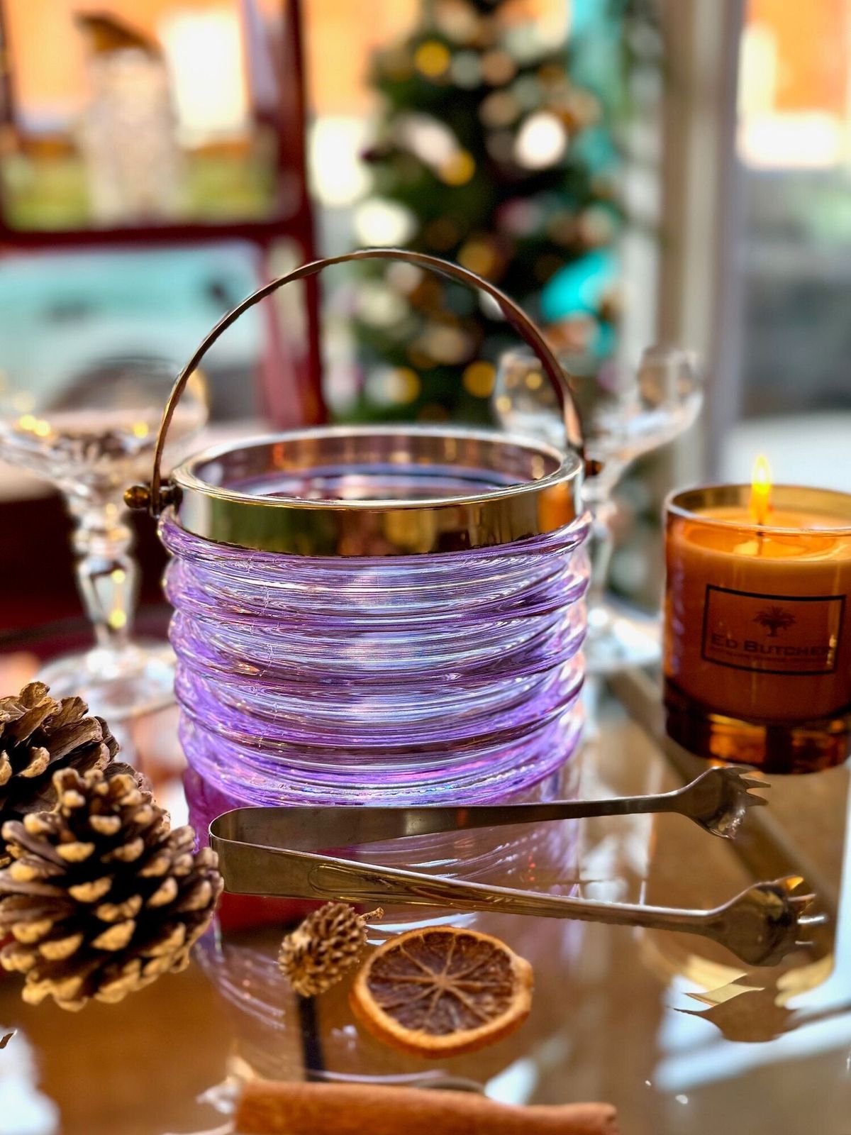 A Murano Purple Glass Ribbed Ice Bucket “Onda” By Sergio Asti For Amolfo Di Cambio photo vinterior