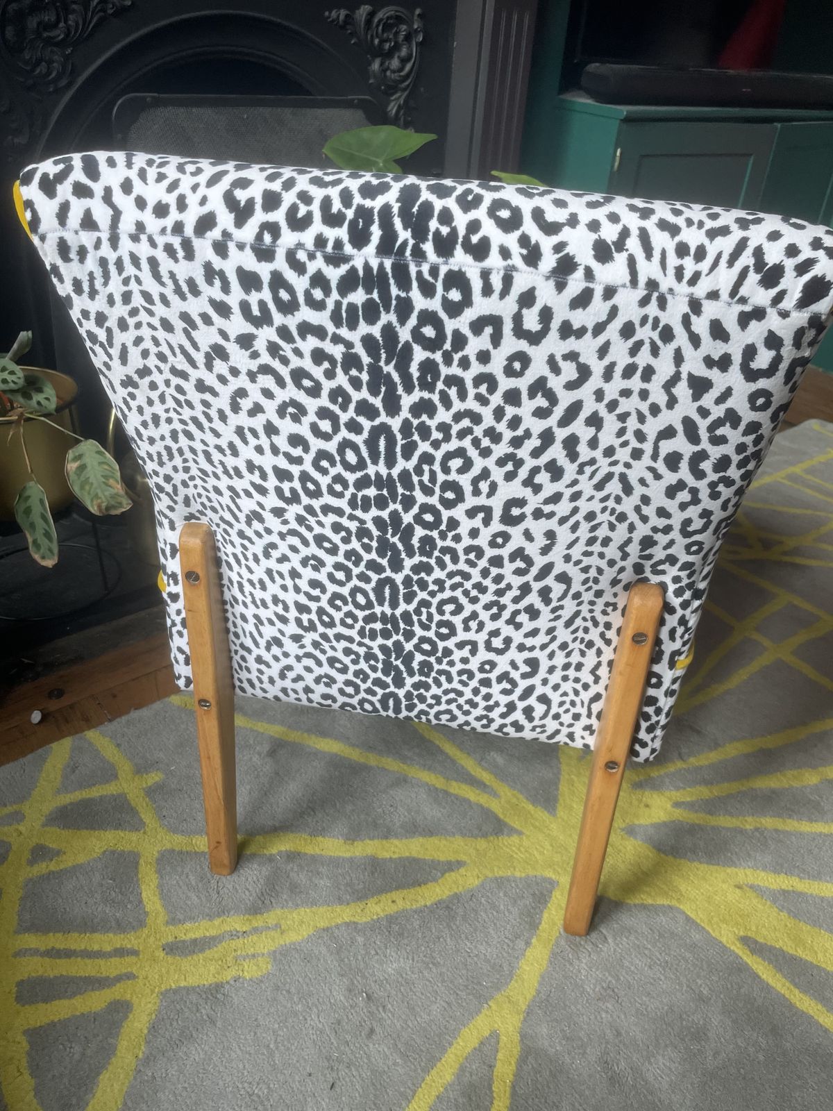 Cintique Cocktail Chair Reupholstered In Black & White Animal Print Velvet photo 325.0