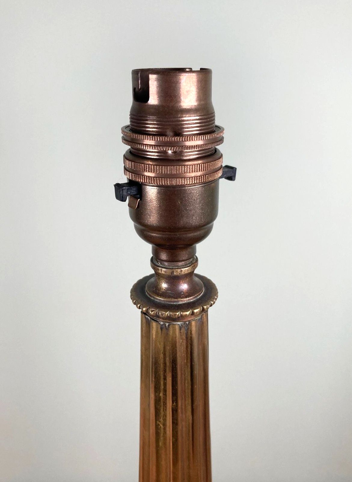 Antique Edwardian Brass Table Lamp Base Early 20th Century H38cm Rewired photo vinterior