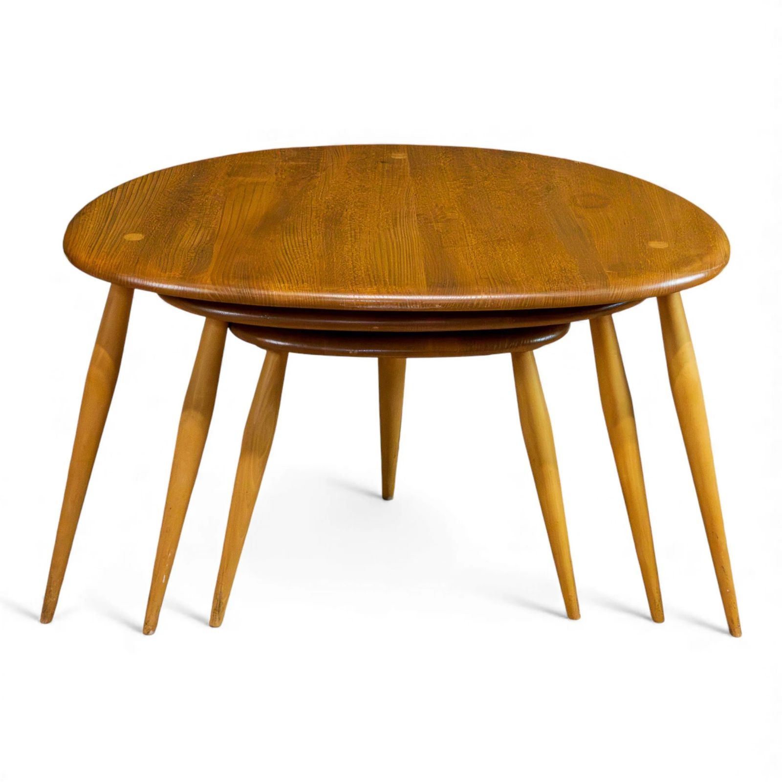 Ercol Blue Label Blonde Elm Pebble Nest Of Tables photo 550.0