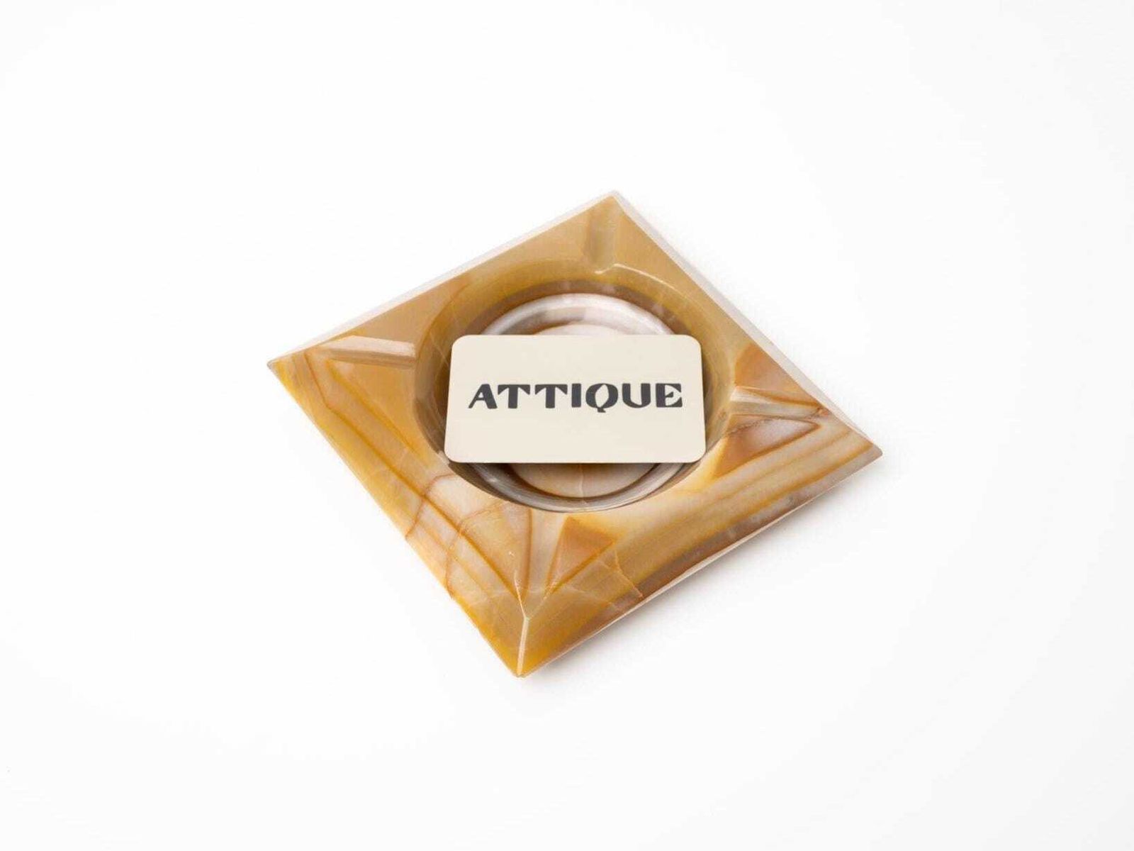 Mid Century Square Ashtray | 1970s Onyx Ashtray | Vintage Stone Dish photo for sale