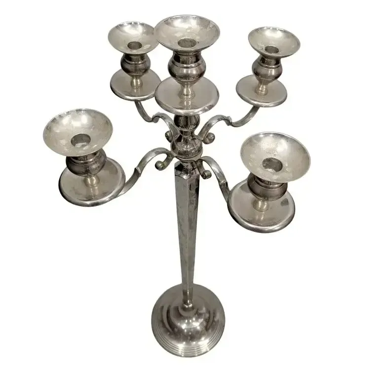 Very Large Louis XV Style Silver Plated Metal Chandeliers With 6 Lights (Pair) photo furniture