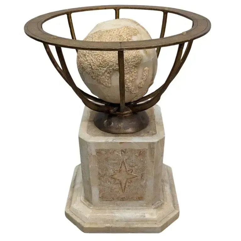 Pedestal Table With Globe In Marquetry Of Alabaster Plaques photo furniture