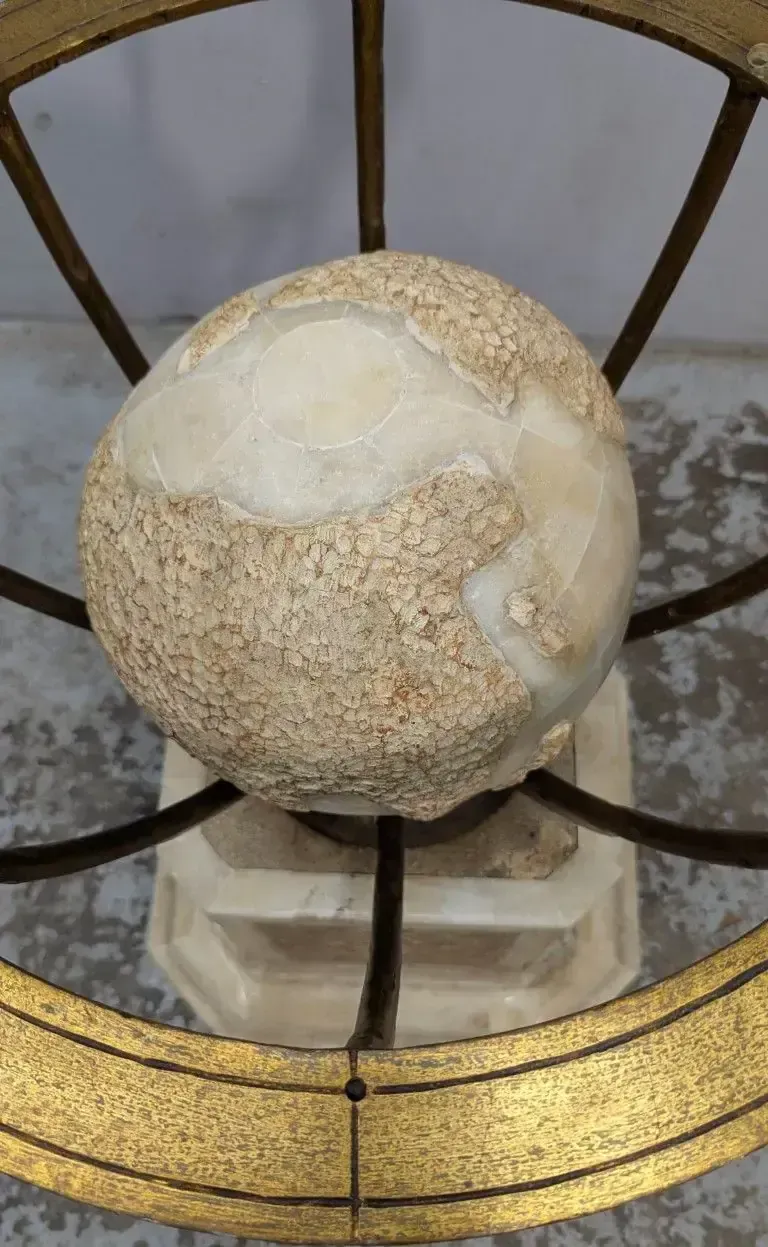 Pedestal Table With Globe In Marquetry Of Alabaster Plaques photo 765.0