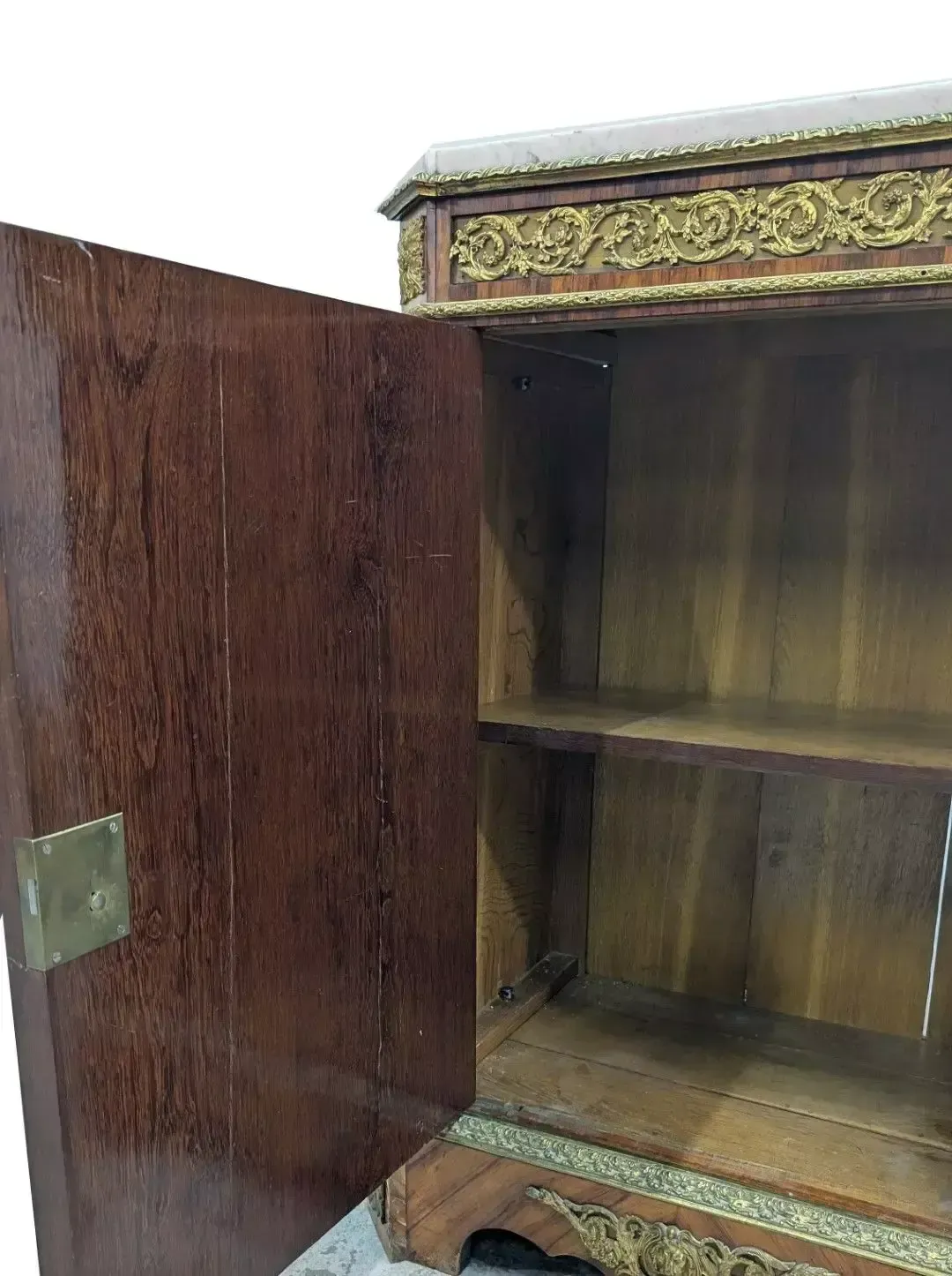 photo furniture Napoleon III Sideboard With Marquetry, Sèvres Porcelain Plaque & Gilt Bronze Register, 19th Century