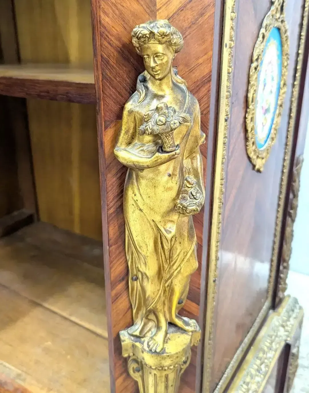 photo for sale Napoleon III Sideboard With Marquetry, Sèvres Porcelain Plaque & Gilt Bronze Register, 19th Century