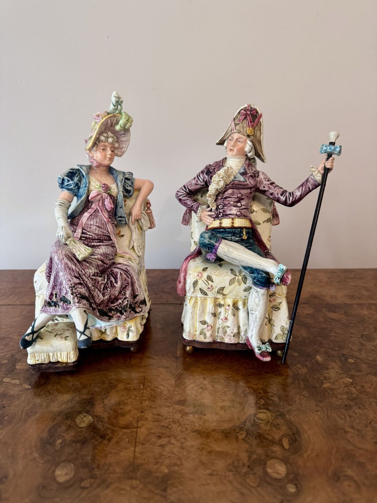Unusual Fine Quality Pair Of Antique Musical Figures