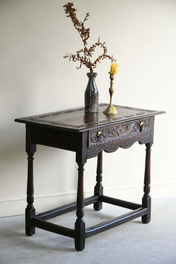 Carved Oak Occasional Table, 1800s photo buy