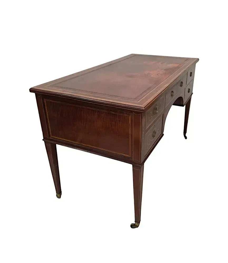 A Fabulous Edwardian Inlaid Leather Top Office Or Writing Desk By James Shoolbred Of London photo 4329.1342