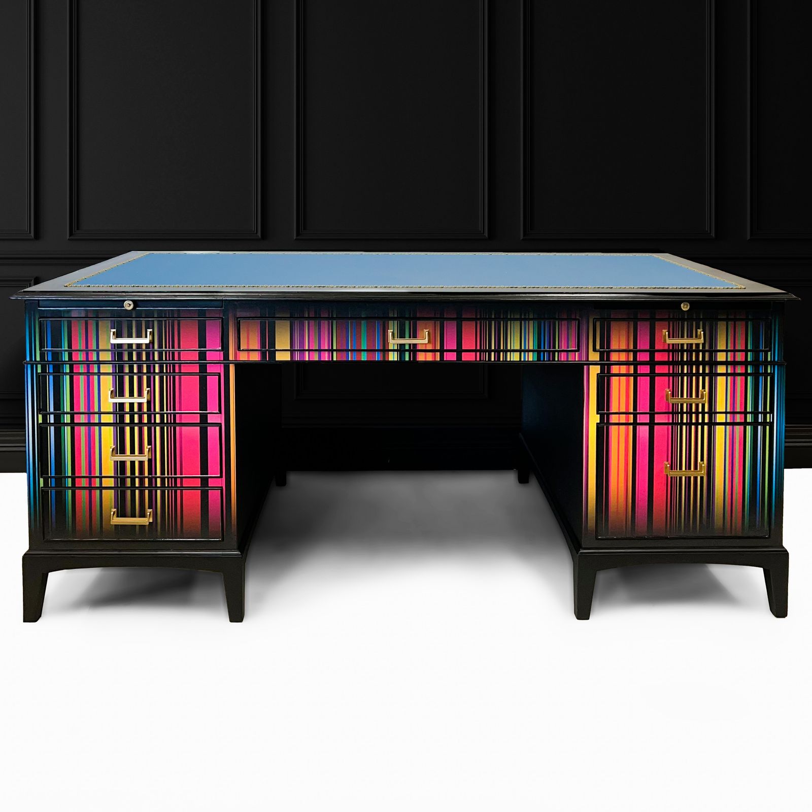 Vintage Striped Office Desk, 1950s