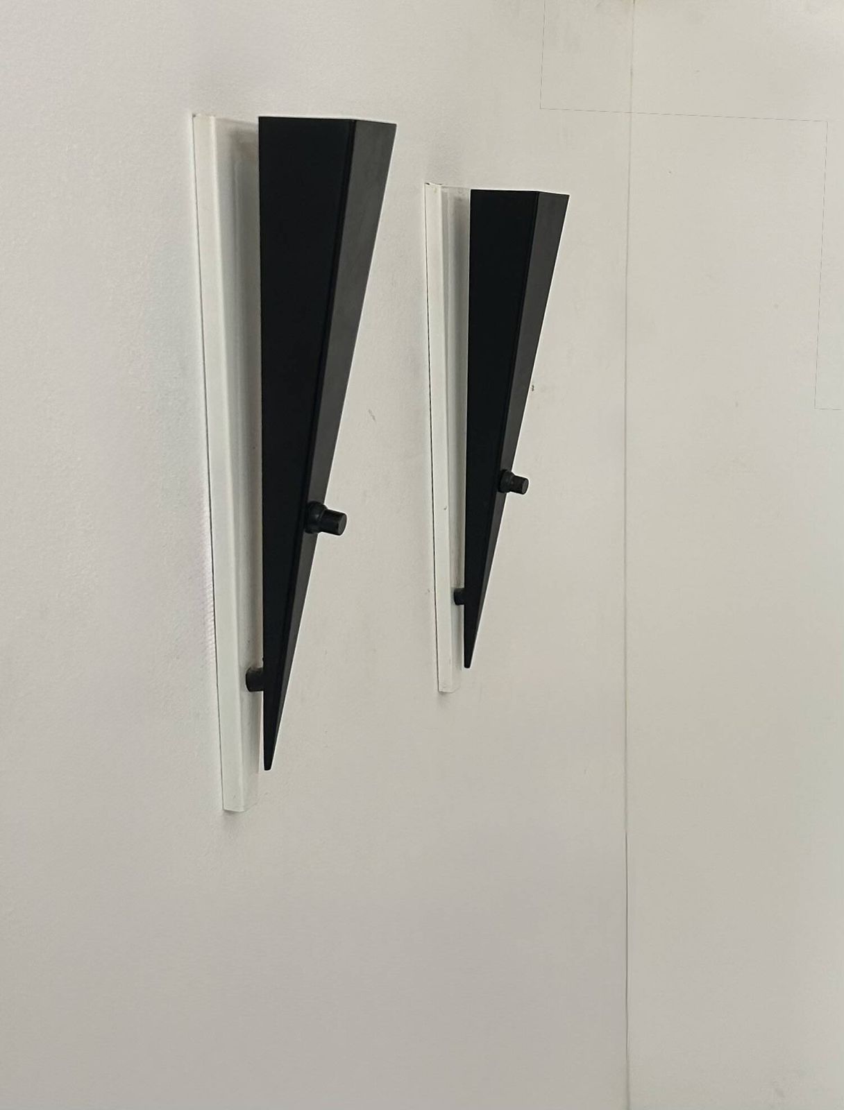 photo for sale Pair Of Vintage Wall Lights, Black And White Lacquered Metal, France, 1970