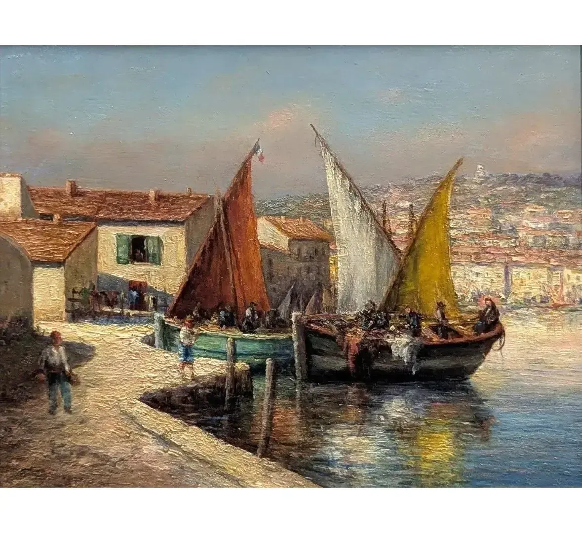 Oil Painting On Panel, Marine Scene Of The Port Of Toulon photo furniture