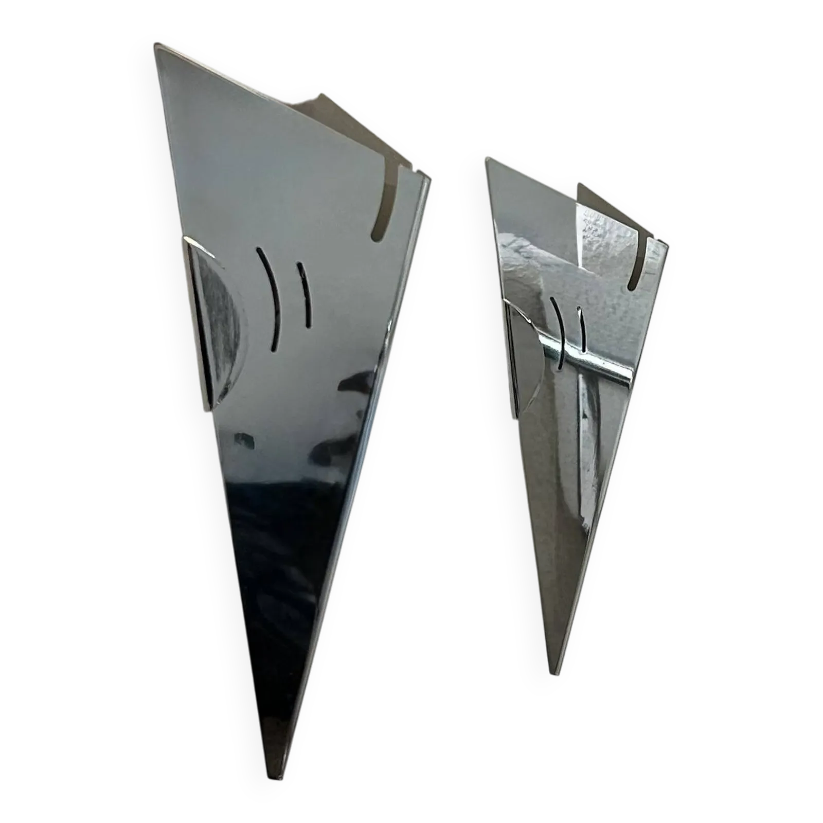 Pair Of Vintage Wall Lights, Chrome Plated Metal, France, 1980