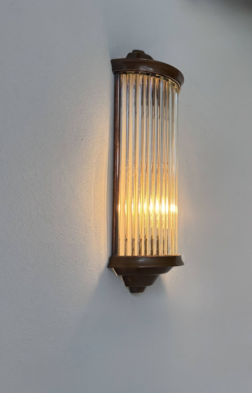 Vintage Wall Light, Copper And Glass, France, 1940 photo furniture
