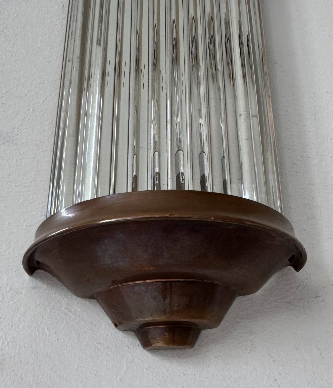 Vintage Wall Light, Copper And Glass, France, 1940 photo for sale