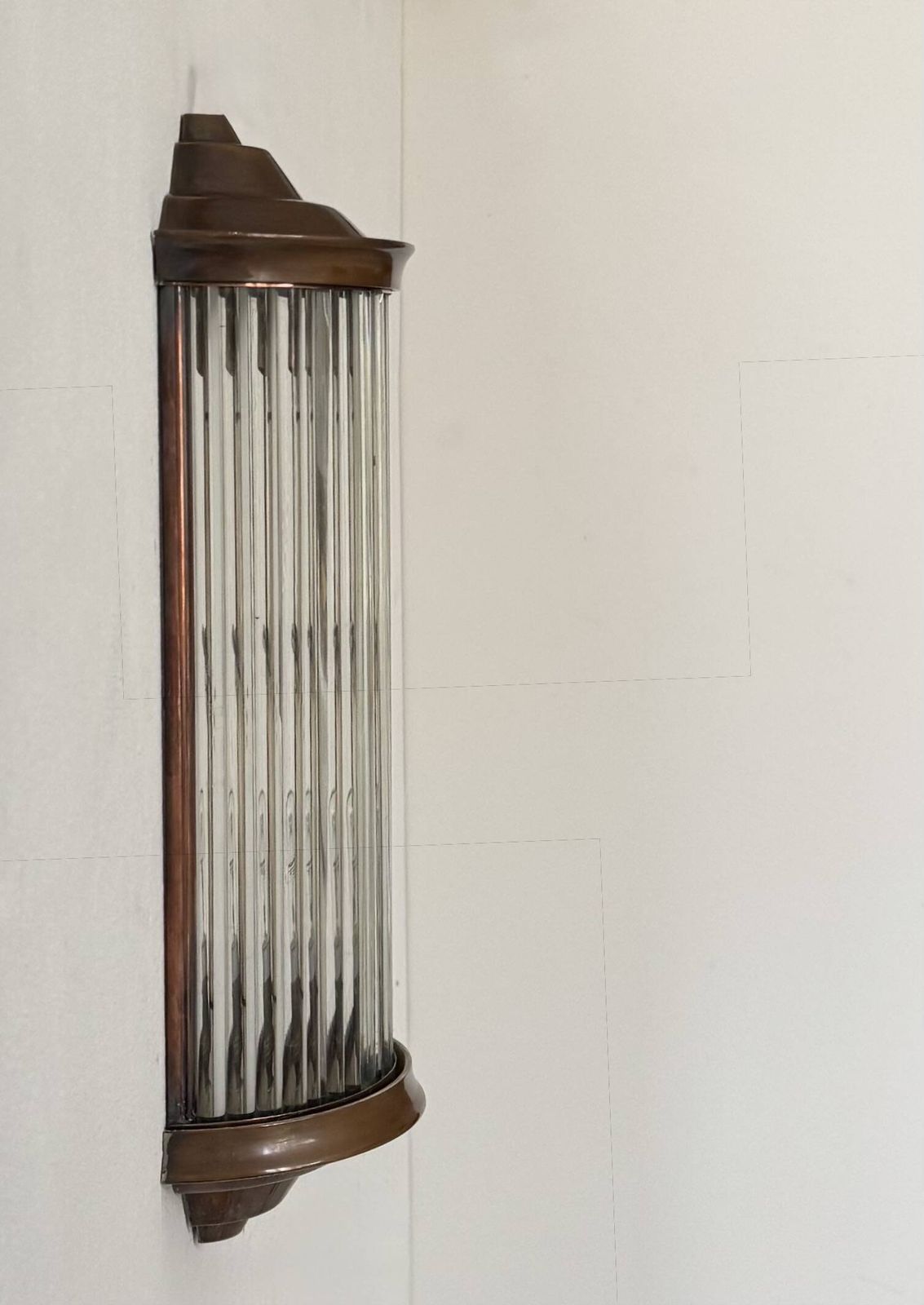 photo furniture Vintage Wall Light, Copper And Glass, France, 1940