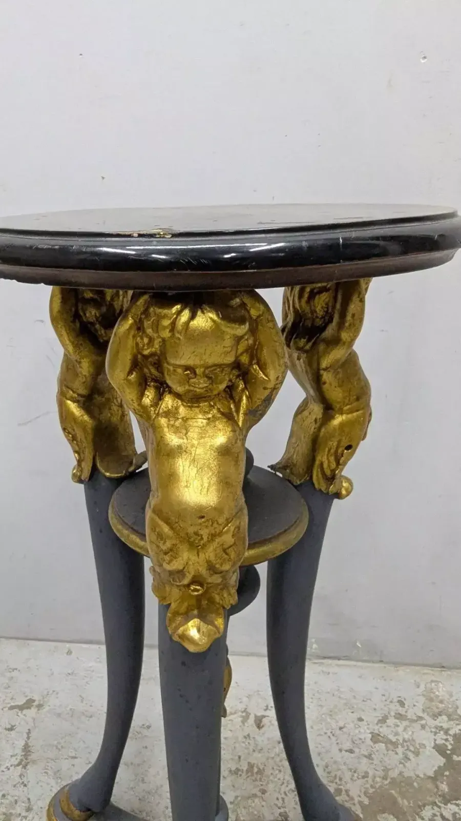 Pair Of Lacquered And Gilded Wooden Side Tables Decorated With Putti photo 2734.0