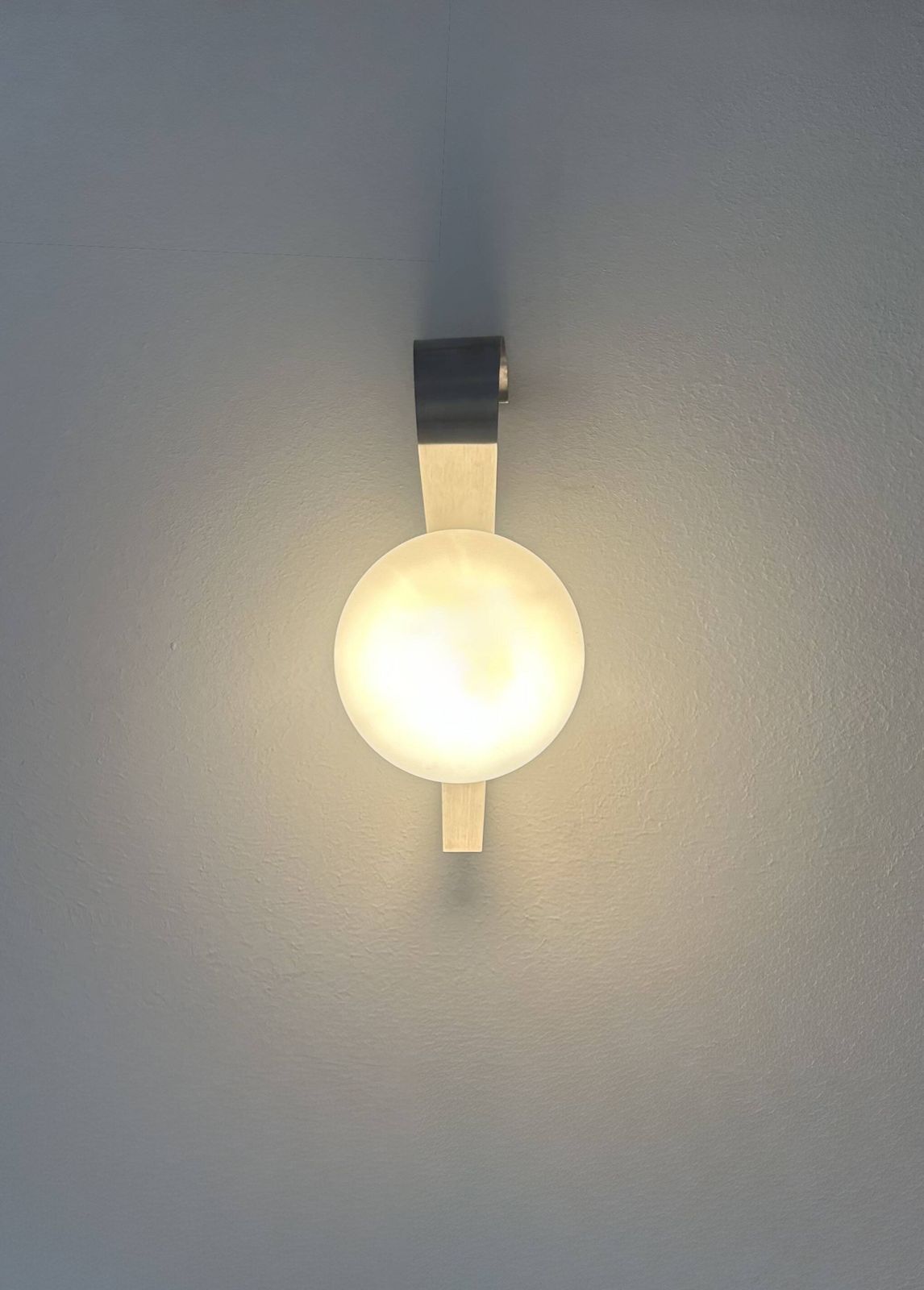 Vintage Wall Light, Opaline Glass And Brushed Metal, France, 1960 photo vinterior