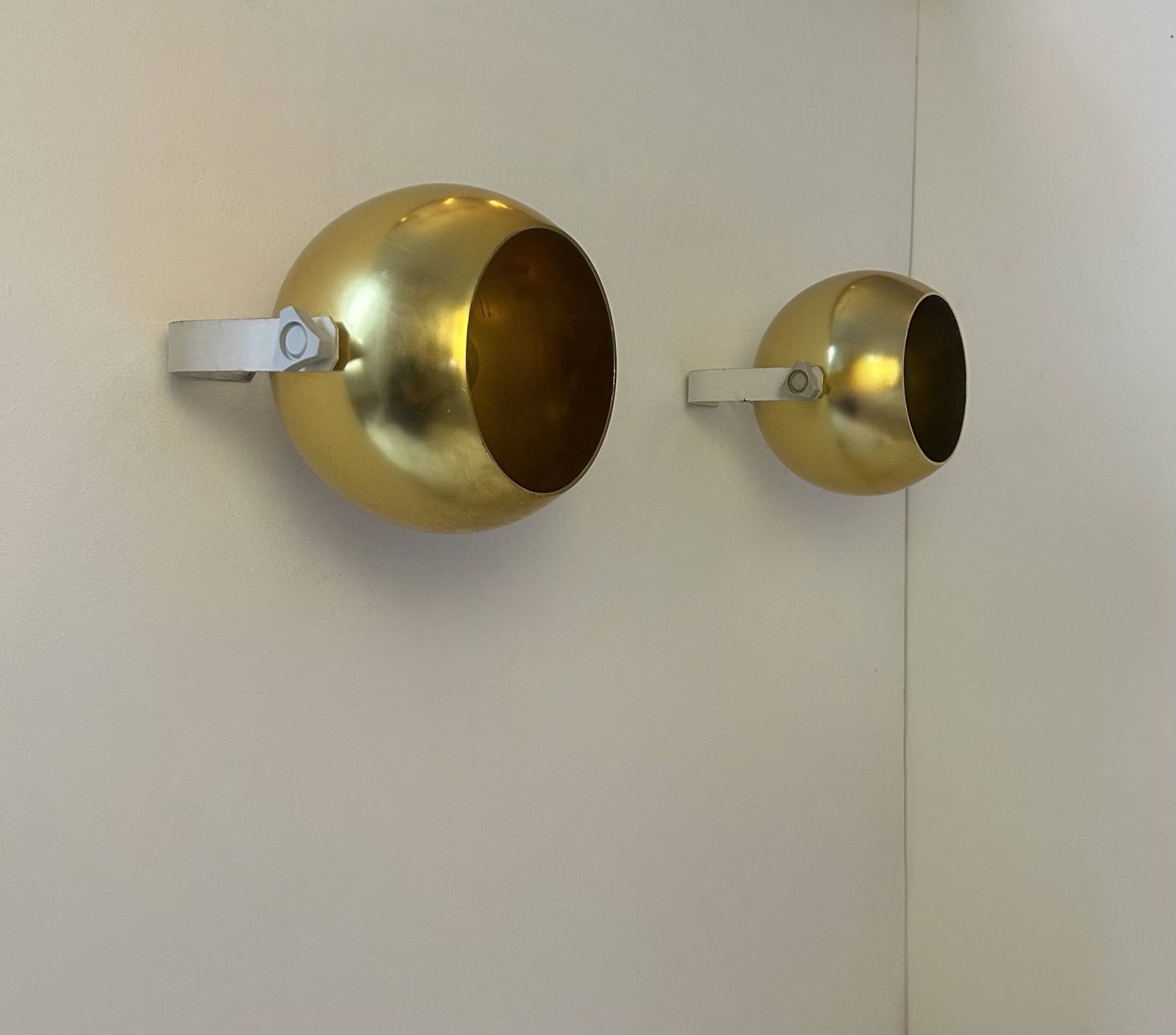 photo for sale Pair Of Vintage Brass Wall Lights By Parscot, France, 1970