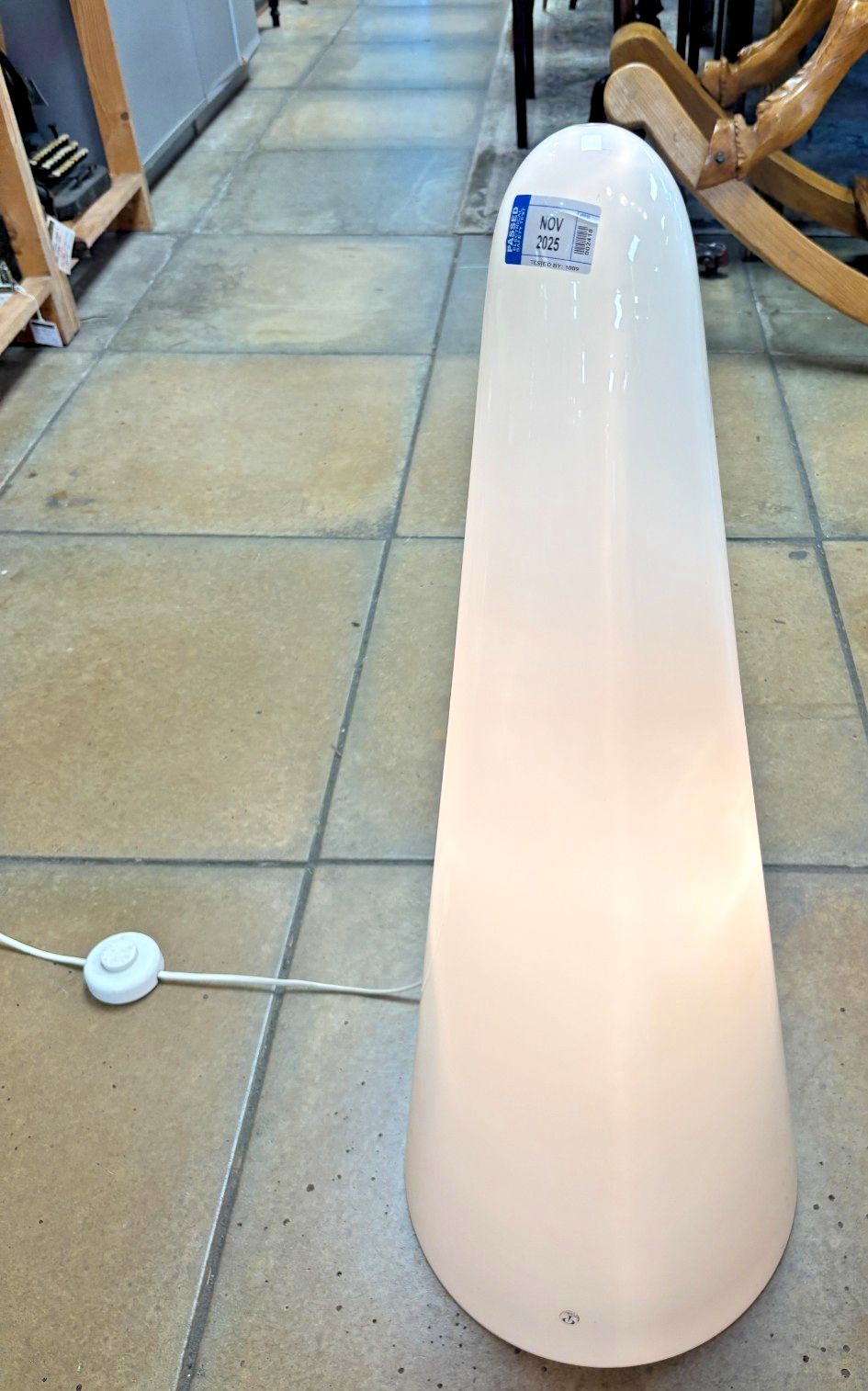 Rare Large Mid Century Peill & Putzler Cone Milk Glass Lamp