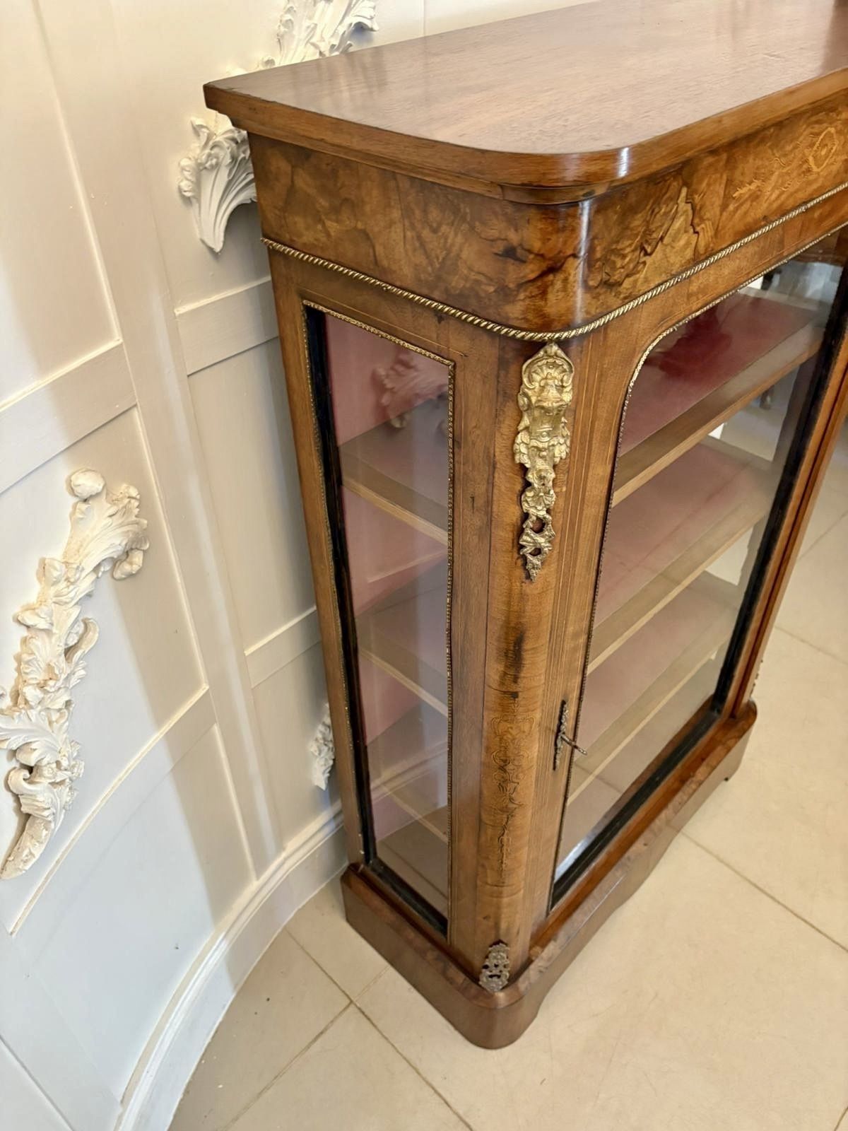 Antique 19th Century Quality Inlaid Burr Walnut Pier Cabinet photo buy