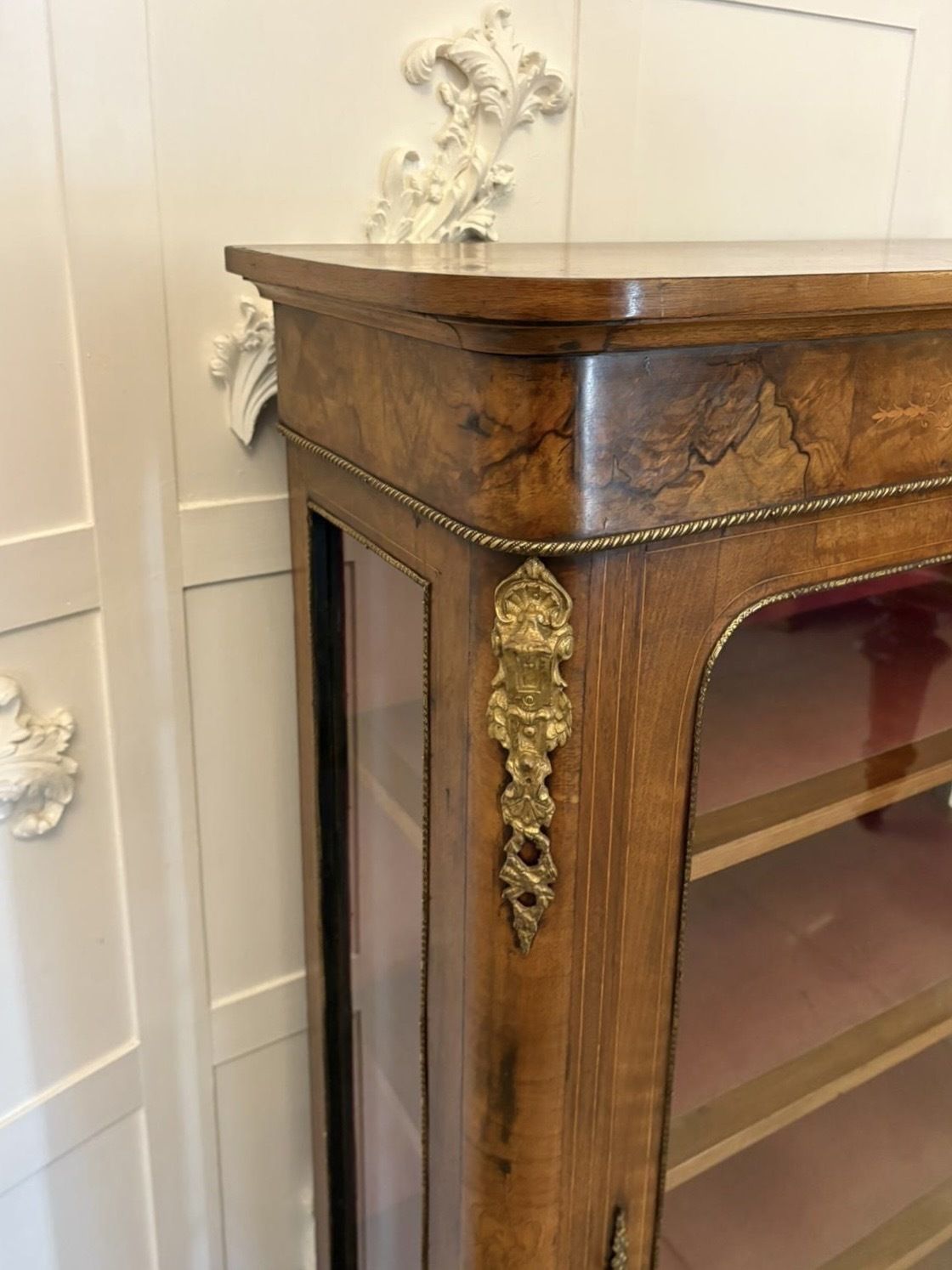 2695.0 Antique 19th Century Quality Inlaid Burr Walnut Pier Cabinet photo