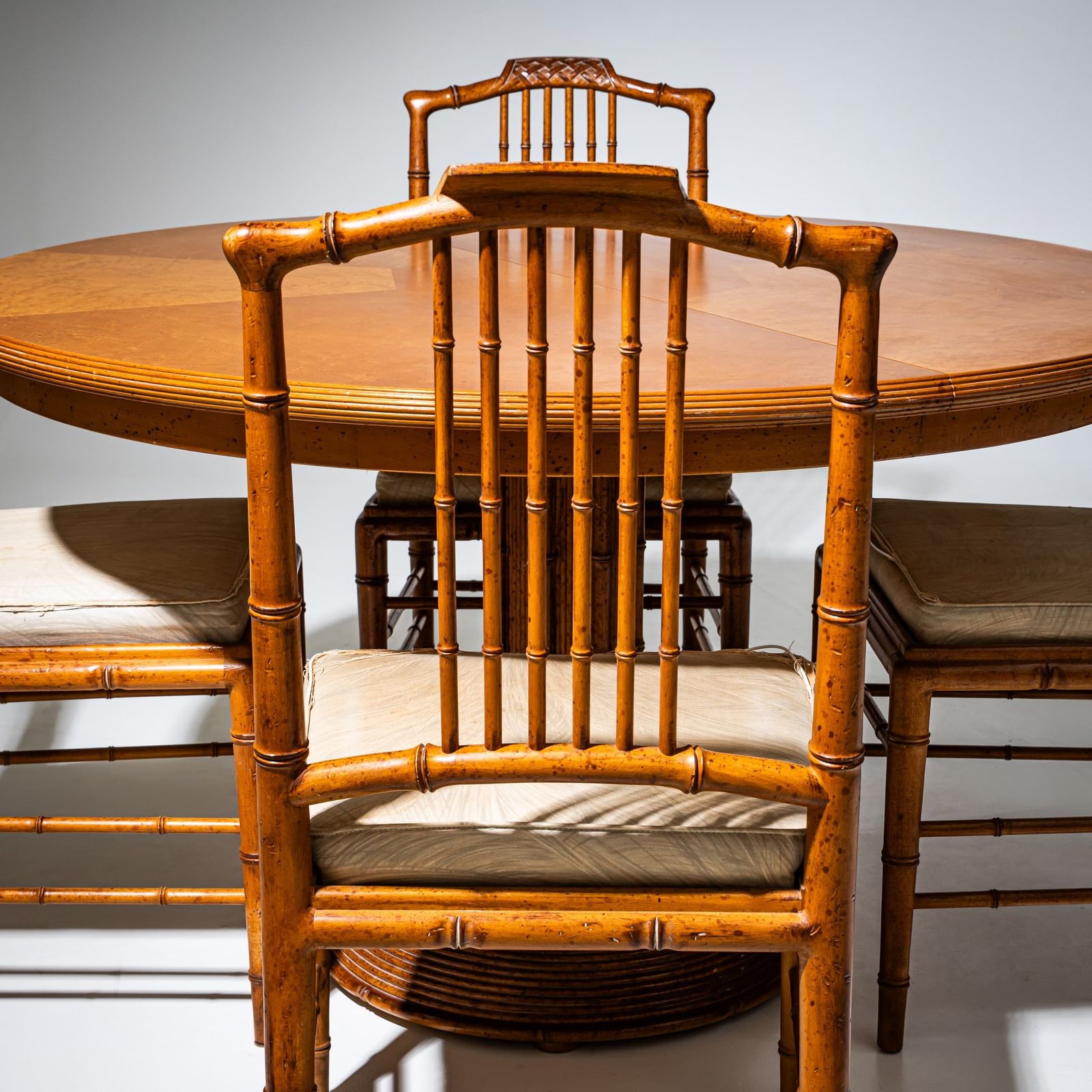 Furniture Faux Bamboo Dining Group, Possibly France, Mid 20th Century photo